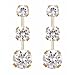 14k Gold Graduated Three-Stone Round Cubic Zirconia Stud... 14k Gold Graduated Three-Stone Round Cubic Zirconia Stud...