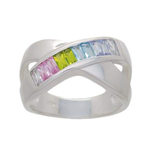 Tuscany Silver Damen-Ring 925 Sterlingsilber Kiss Zirkonia mehrfarbig Gr. 52 (16.6) 8 Preisvergleich