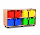 8 Jumbo Tray Mobile Wooden Storage Unit