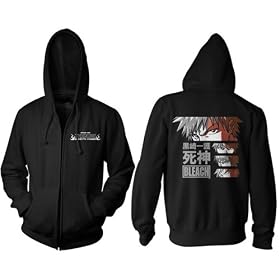 Bleach Ichigo's Deadly Eyes Men's Zip Front Hooded Sweatshirt