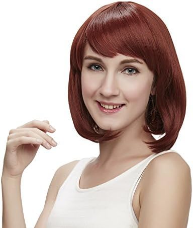 Liz Wig Gatsby 1920's Medium Long Straight Flapper Bob Heat Friendly Cosplay Party Costume Hair Wig 35cm 14 (Copper Red) by Liz Wig