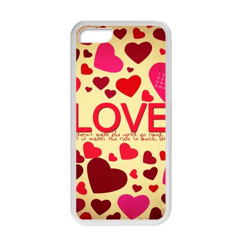 Generic Customize New Fashion Design Red Heart and Romantic Love Happy Valentine's Day Gift Plastic and TPU Black and White Case Cover for iPhone5C