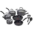 T-fal E918SC64 Ultimate Hard Anodized 12pc set - 8&10.25in. fry, 1-2-3qt covd sauce, 5qt covd dutch, 2 tools