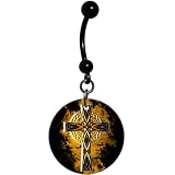 Black Aged Celtic Cross Belly Ring