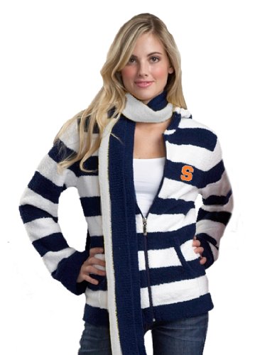 NCAA Syracuse University Kashwere U Rugby Striped Hoodie (Navy/White, Medium/4-6)