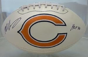 Mike Singletary Autographed Chicago Bears white logo football w/