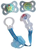 Produkt-Bild: MAM 999549 - Mini Ulti Night Latex 0-7 Mon. Schnuller + Schnullerband-Set, bleu