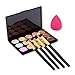 EVERMARKET 15 Colors Contour Face Cream Makeup Concealer Palette + 4pcs Powder Brushes With Free Makeup Sponge Blender