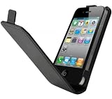 Muvit - MUCCPSSIP4G001 - Etui Clapet dOuverture Clamshell Ultra-fin avec Film de protection décran pour iPhone 4 - Noir