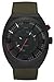 Diesel #DZ1412 Men's Green Canvas Strap LED Red Light Analog Black Dial Watch