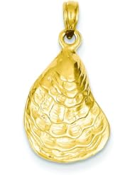 14K Yellow Gold Oyster Shell Charm Seashell Pendant
