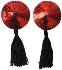 Womens Sexy Silicone Bling Sequin Round Shaped Tassels Nipple Covers Pasties