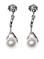 My Silver Pendientes Perla Hoja Circonita