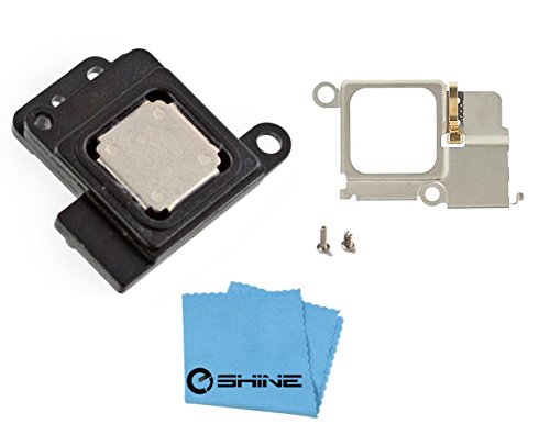 EShine® Ear Speaker Earpiece Replacement + Bracket (Holder) + 2 Screws for Iphone 5S A1533, A1457, A1530, A1533, A1453 (ALL CARRIERS) + EShine® Cloth