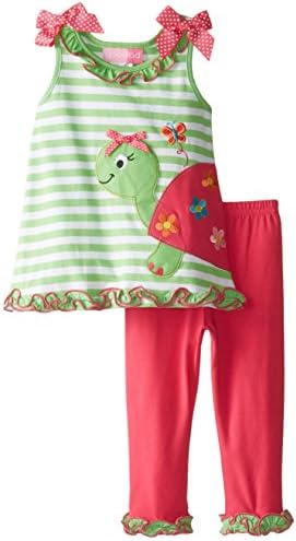 Good Lad Baby Girls' Turtle Applique Knit Legging Set, Lime, 18 Months