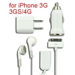 Iprotect ORIGINAL 5 in 1 SET F�R IPHONE 3 / 3GS / 4 / 4S Ladeger�t / KFZ Ladeger�t / Datenkabel / Stereoheadset mit Mic / Audio Splitter / DEUTSCHER STECKER CE KENNZEICHNUNG