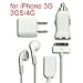 Iprotect ORIGINAL 5 in 1 SET F�R IPHONE 3 / 3GS / 4 / 4S Ladeger�t / KFZ Ladeger�t / Datenkabel / Stereoheadset mit Mic / Audio Splitter / DEUTSCHER STECKER CE KENNZEICHNUNG