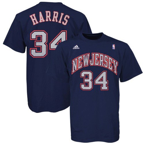 adidas New Jersey Nets #34 Devin Harris Navy Blue Player T-shirt (X-Large)