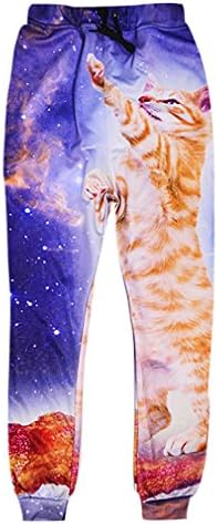 TINGHON Unisex Galaxy Space Cat 3D Printed Sport Jogging Pants Casual Sweatpants (L, Galaxy Space Cat)