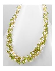 Japanese silk cord Peridot Necklace In Zinc
