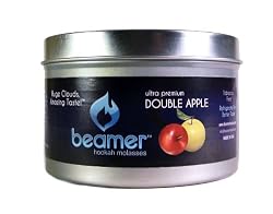 Double Apple Beamer Ultra Premium Hookah Molasses 250 gram tin. Huge Clouds, Amazing Taste! 100 % Tobacco, Nicotine & Tar Free but more taste than tobacco! Compare to Hookah Tobacco! GREAT TASTE, LOTS OF SMOKE & SMELLS GREAT!!!