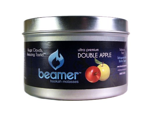 Double Apple Beamer Ultra Premium Hookah Molasses 250 gram tin. Huge Clouds, Amazing Taste! 100 % Tobacco, Nicotine & Tar Free but more taste than tobacco! Compare to Starbuzz & Save Your Health and Money!!! GREAT TASTING FLAVOR without the harmful side effects! GREAT TASTE, LOTS OF SMOKE & SMELLS GREAT!!! Double Apple Beamer Ultra Premium Hookah Molasses 250 gram tin. Huge Clouds, Amazing Taste! 100 % Tobacco, Nicotine & Tar Free but more taste than tobacco! Compare to Starbuzz & Save Your Health and Money!!! GREAT TASTING FLAVOR without the harmful side effects! GREAT TASTE, LOTS OF SMOKE & SMELLS GREAT!!!