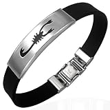 New Black Rubber Bracelet with Stainless Steel Scorpion Design, Length 20cms.