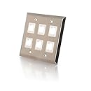 C2G / Cables To Go 37098 Six Port Keystone Double Gang Wall Plate - Stainless Steel