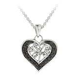 Sterling Silver Black-Diamond Heart Pendant Necklace