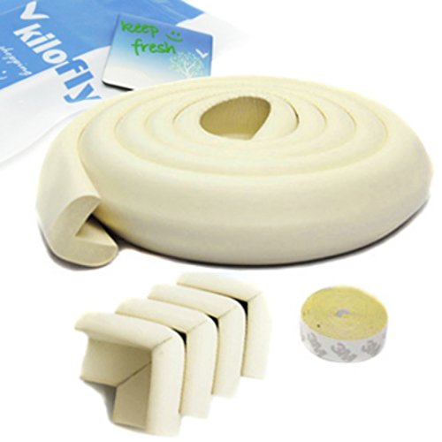 KF Baby Table Edge Guard with 4 Corner Guards, White, with kilofly Refrigerator Magnet
