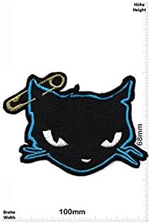 Cat Cat with safety pin blue Oldschool Rockabilly Tatoo Old School Punk Rocks Vest Vest Jacket T shirt Sew Iron on Patch Gift Mom Dad