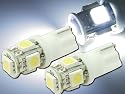 5連砲弾型★高輝度LEDバルブ白色2個 T10 3Chip 5SMD as02-2
