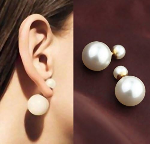 Double Sided Peekaboo Tribal Pearl Earring - Ivory White