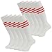 3street Unisex Teens Cotton Cushioned Wicking Moisture Away Soccer Football Sport Tube Socks White+red stripe 10-Pairs, one size fits all