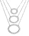 Sterling Silver Cubic Zirconia Triple Oval Necklace, 18