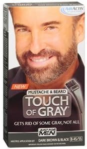 Mustache &amp; Beard Haircolor, Dark Brown &amp; Black B-45/55 1 ea By Just For Men Touch of Gray (Pack of 2)