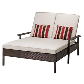 Outdoor Patio Home Rolston Wicker Double Chaise Lounge
