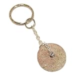 Jasper Keychain 08 Pink Spotted Donut Silver Key Ring Stone Healing Crystals 3.2