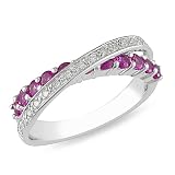Sterling Silver 1 CT TGW Created Pink Sapphire 1/10 CT TDW Diamond Fashion Ring (G-H, I3)