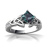 14K White Gold Square Created Alexandrite Engagement Ring