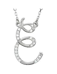 14K White Gold Diamond Initial Necklace "E" -- LIFETIME WARRANTY