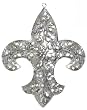 Antiqued Large Fleur De Lis Tin Christmas Ornaments 8"H Set / 6