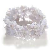 Blue Lace Agate Chips Multi-Strand Stretch Wide Bracelet