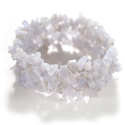 Blue Lace Agate Chips Multi-Strand Stretch Wide Bracelet