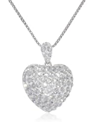 Carnevale Sterling Silver White Heart with Swarovski Elements Pendant Necklace, 18"
