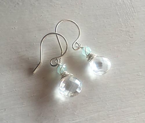 Petite Crystal Quartz and Aqua Chalcedony Earrings