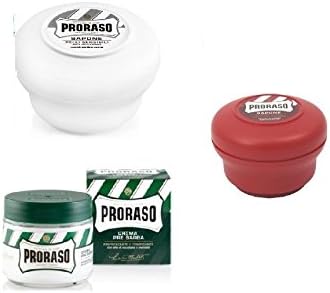 Pro'raso Shave Soap, Sensitive 150 ml + Shave Soap, Sandalwood 150 ml + Pre Shaving Cream w/ Menthol &amp; Eucolyptus 100 ml