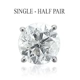Mens 14k White Gold SINGLE Half-Pair Solitaire Diamond Stud Earring (HI, I, 0.30 carat)