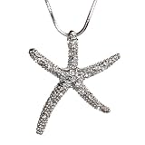 Silver and Crystal Starfish Pendant Necklace Fashion Jewelry