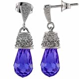 Sterling Silver Simulated Tanzanite CZ and Simulated Diamond CZ Earrings